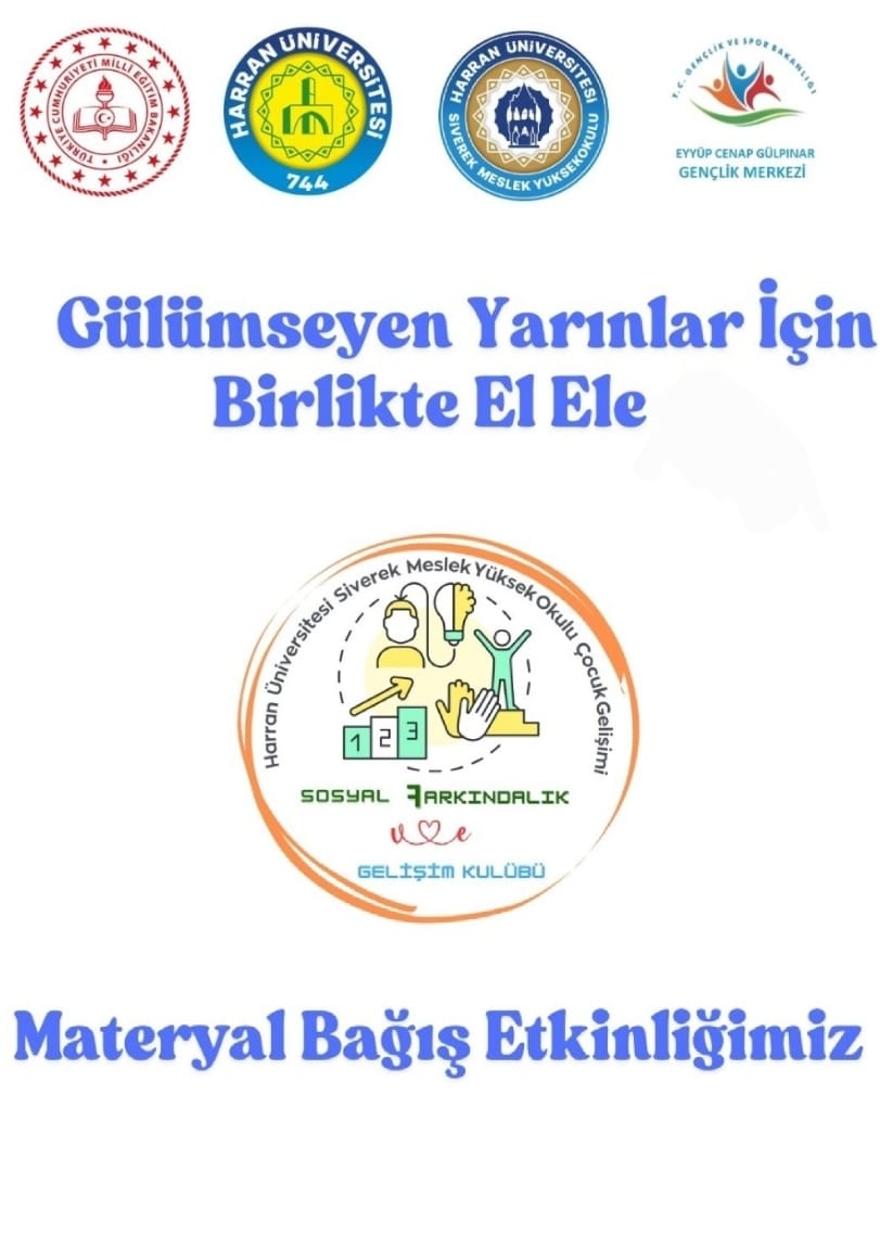 "Gülümseyen Yarınlar İçin, Birlikte El Ele-1" Materyal Bağışı Projemiz
